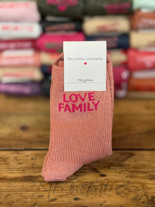 Chaussettes Love Family • rose