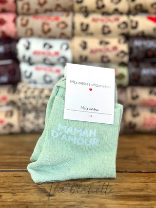 Chaussettes Maman d’Amour 💕 Vert d’eau
