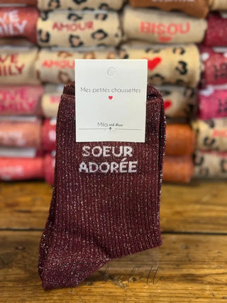 Chaussettes Soeur adorée ♥️ Bordeaux