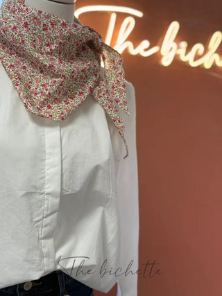 Foulard triangle • Fleuri beige