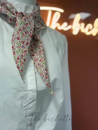 Foulard triangle • Fleuri beige