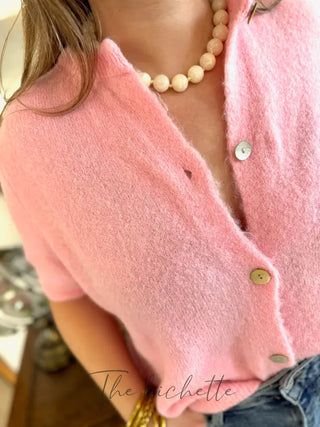 Gilet manches courtes Gabriel • Rose Bonbon TU