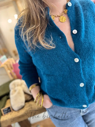 Gilet Mathilde • Bleu Pavone TU