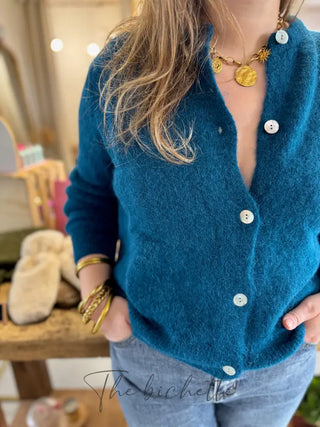 Gilet Mathilde • Bleu Pavone TU