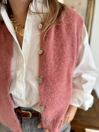 Gilet s/ manche Valentine • Rose poudré TU