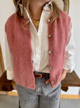 Gilet s/ manche Valentine • Rose poudré TU