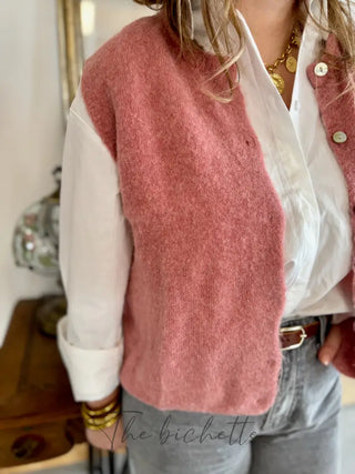 Gilet s/ manche Valentine • Rose poudré TU