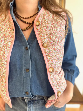 Gilet s/manches Inès • Rose