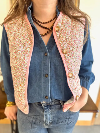 Gilet s/manches Inès • Rose