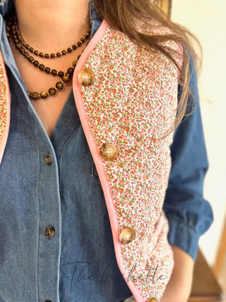 Gilet s/manches Inès • Rose