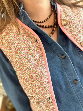 Gilet s/manches Inès • Rose