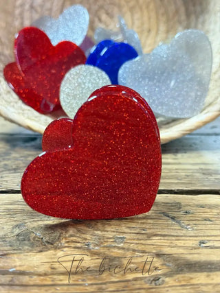 Pince à cheveux • Coeur pailleté • Rouge