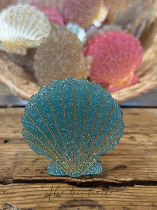Pince à cheveux • Coquillage pailleté • Bleu