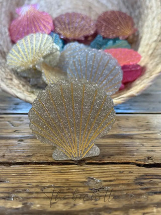 Pince à cheveux • Coquillage pailleté • Doré