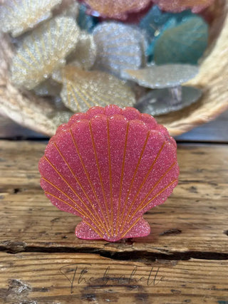 Pince à cheveux • Coquillage pailleté • Rose