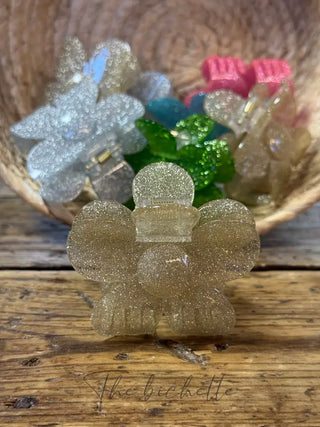 Pince à cheveux • Fleur pailletée • Doré