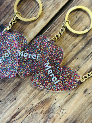 ✨ Porte clés paillettes Merci ✨