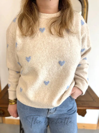 Pull Colombe • Beige & Bleu TU