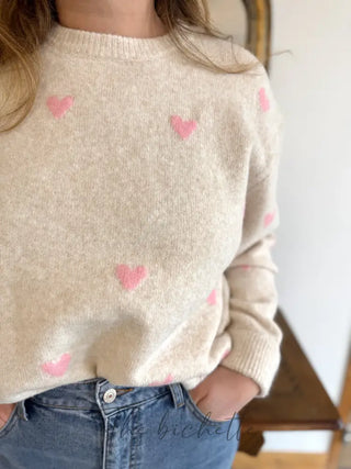 Pull Colombe • Beige & Rose TU