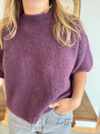Pull manches courtes Clara • Aubergine TU