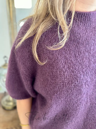 Pull manches courtes Clara • Aubergine TU