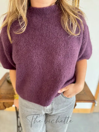 Pull manches courtes Clara • Aubergine TU