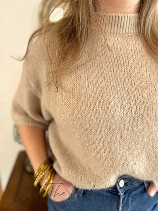 Pull manches courtes Clara • Beige foncé TU