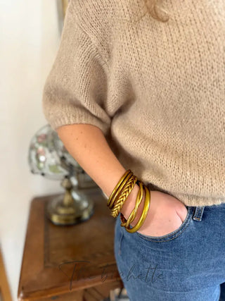 Pull manches courtes Clara • Beige foncé TU