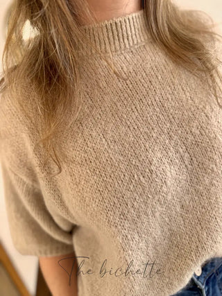 Pull manches courtes Clara • Beige foncé TU