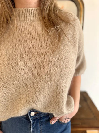 Pull manches courtes Clara • Beige foncé TU
