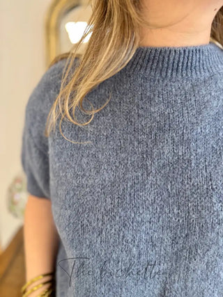 Pull manches courtes Clara • Bleu jean TU