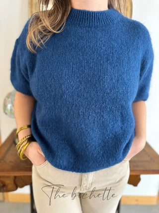 Pull manches courtes Clara • Bleu nuit TU
