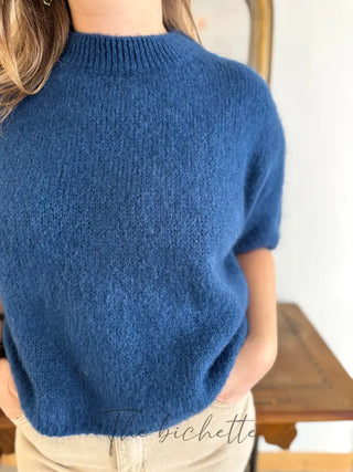 Pull manches courtes Clara • Bleu nuit TU