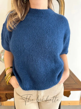 Pull manches courtes Clara • Bleu nuit TU