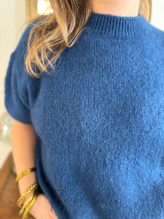 Pull manches courtes Clara • Bleu nuit TU