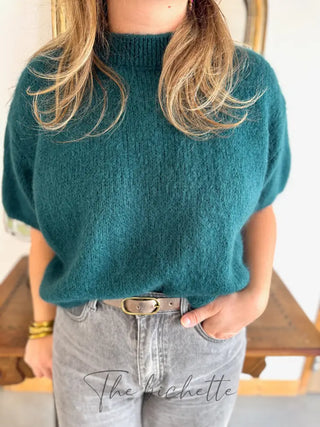 Pull manches courtes Clara • Bleu Paon TU