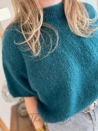 Pull manches courtes Clara • Bleu Paon TU