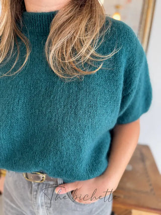 Pull manches courtes Clara • Bleu Paon TU