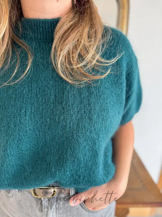 Pull manches courtes Clara • Bleu Paon TU