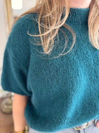 Pull manches courtes Clara • Bleu Paon TU