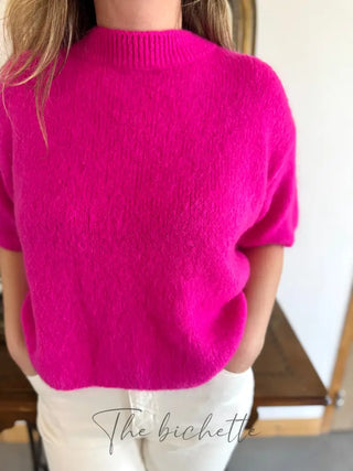 Pull manches courtes Clara • Framboise TU