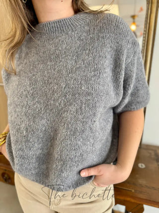 Pull manches courtes Clara • Gris TU