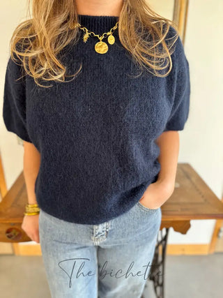 Pull manches courtes Clara • Marine TU