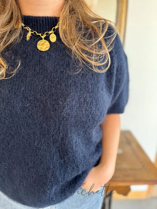 Pull manches courtes Clara • Marine TU