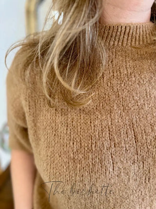 Pull manches courtes Clara • Marron clair TU