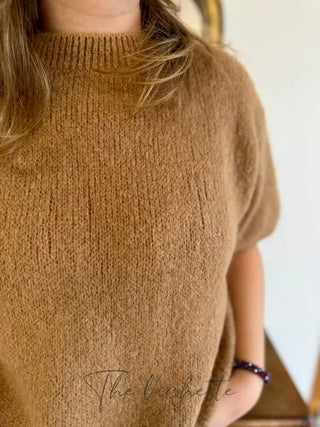 Pull manches courtes Clara • Marron clair TU