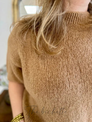 Pull manches courtes Clara • Marron clair TU