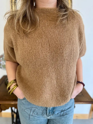 Pull manches courtes Clara • Marron clair TU