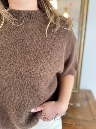 Pull manches courtes Clara • Marron TU