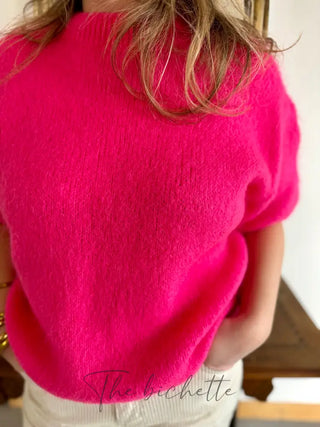 Pull manches courtes Clara • Rose fuschia TU